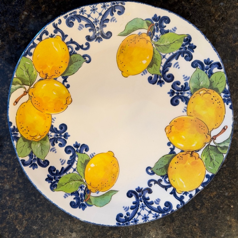 Bizzirri Italy Lemon Patterned Ceramic Plate/Platter 11" Italian Dish